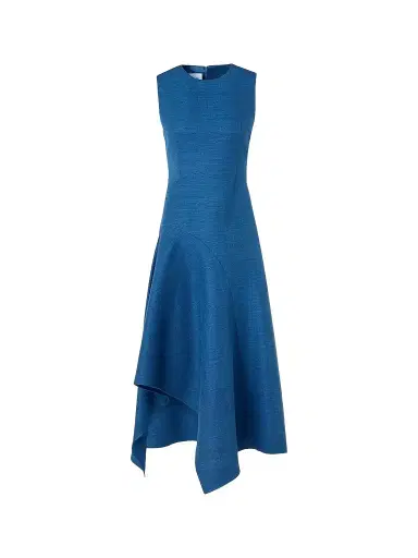 Akris punto Women's Silk Handkerchief-Hem A-Line Dress - Medium Blue Denim - Size 16 | Thumbnail 1 Akris punto Women's Silk Handkerchief-Hem A-Line Dress - Medium Blue Denim - Size 16 | Thumbnail 1