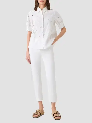 Akris punto Women's Floral-Embroidered Eyelet Shirt - Cream - Size 16 | Thumbnail 2