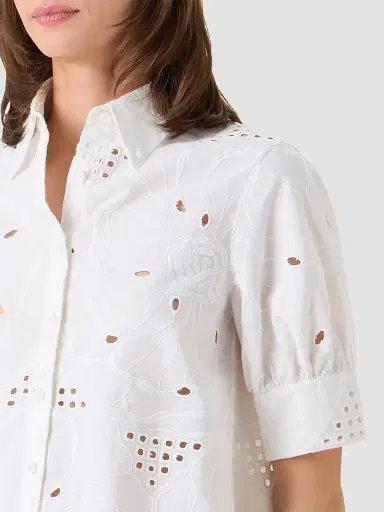 Akris punto Women's Floral-Embroidered Eyelet Shirt - Cream - Size 16 | Thumbnail 5