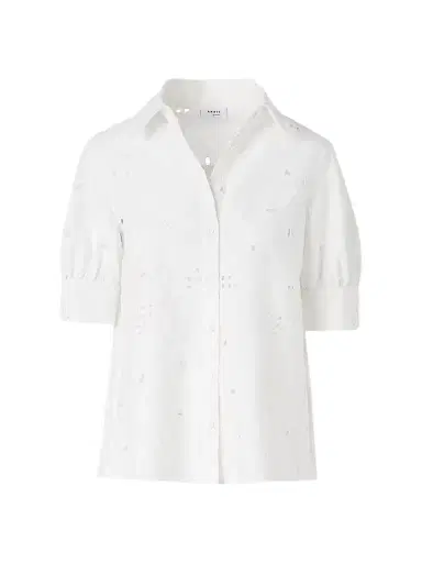 Akris punto Women's Floral-Embroidered Eyelet Shirt - Cream - Size 16 | Thumbnail 1