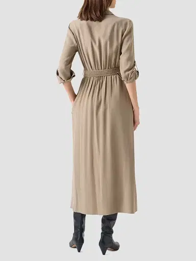Akris punto Women's Twill Belted Trench-Style Midi Dress - Beige - Size 14 | Thumbnail 3 Akris punto Women's Twill Belted Trench-Style Midi Dress - Beige - Size 14 | Thumbnail 3