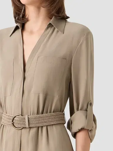 Akris punto Women's Twill Belted Trench-Style Midi Dress - Beige - Size 14 | Thumbnail 5 Akris punto Women's Twill Belted Trench-Style Midi Dress - Beige - Size 14 | Thumbnail 5
