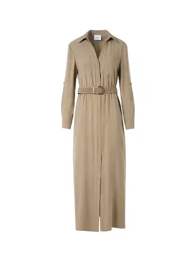 Akris punto Women's Twill Belted Trench-Style Midi Dress - Beige - Size 14 | Thumbnail 1 Akris punto Women's Twill Belted Trench-Style Midi Dress - Beige - Size 14 | Thumbnail 1