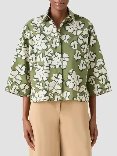 Akris punto Women's Papercut Flower Print Cotton Shirt | Thumbnail 4 Akris punto Women's Papercut Flower Print Cotton Shirt | Thumbnail 4