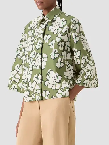 Akris punto Women's Papercut Flower Print Cotton Shirt | Thumbnail 6 Akris punto Women's Papercut Flower Print Cotton Shirt | Thumbnail 6