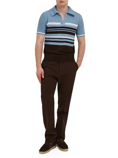 Ferragamo Men's Striped Cotton Knit Polo Shirt - Washed Express White - Size XL | Thumbnail 2 Ferragamo Men's Striped Cotton Knit Polo Shirt - Washed Express White - Size XL | Thumbnail 2