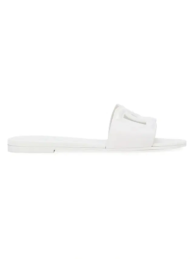 Dolce & Gabbana Women's Interlock Logo Rubber Slides - White  Sandals
