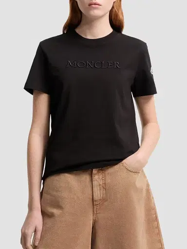 Moncler Women's Crew Neck in Cotton - Black | Thumbnail 2