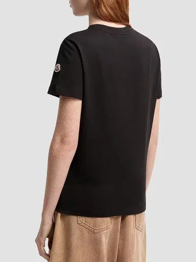 Moncler Women's Crew Neck in Cotton - Black | Thumbnail 3