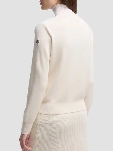 Moncler Women's Padded Down Knit Zip Up Cardigan - White - Size XXS | Thumbnail 3