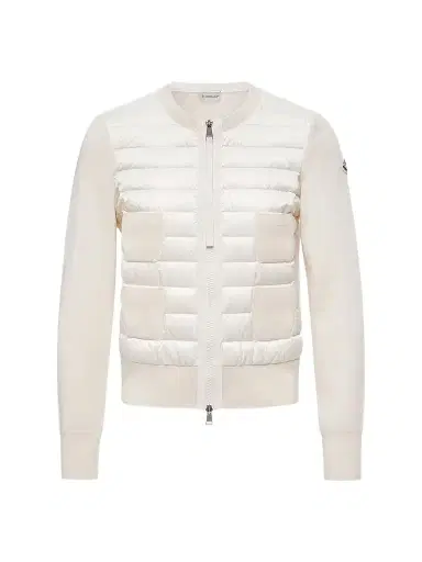 Moncler Women's Padded Down Knit Zip Up Cardigan - White - Size XXS | Thumbnail 1