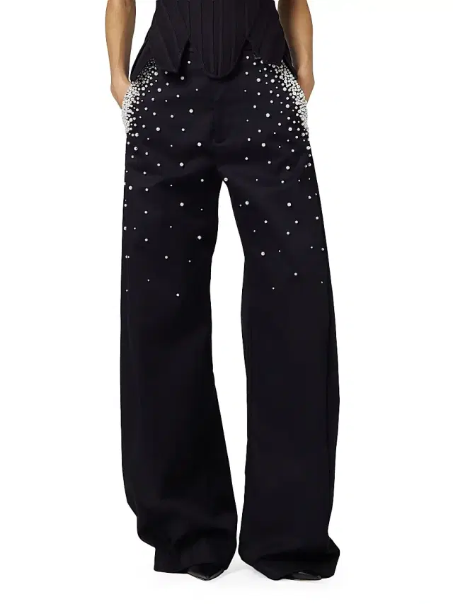 Giuseppe Di Morabito Women's Act II: The Fall of Icarus Imitation Pearl-Embellished Low-Rise Jeans - Black