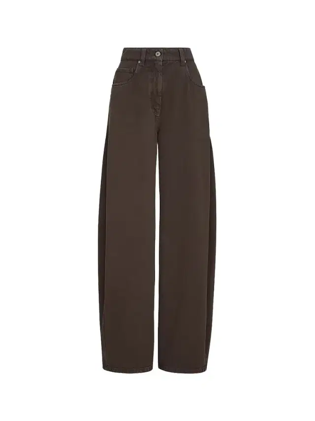 Women's Dyed Denim Wide Jeans with Monili - Pine Cone Brown
