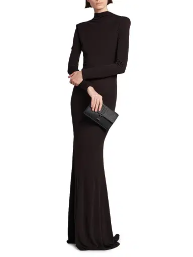 Tom Ford Women's Crepe Jersey Cut-Out Back Gown - Espresso - Size 2 | Thumbnail 2