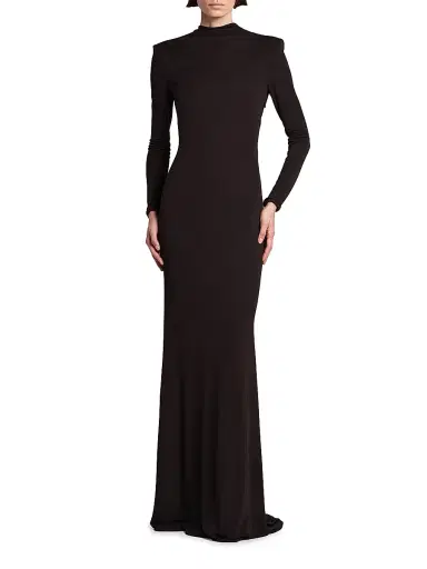 Tom Ford Women's Crepe Jersey Cut-Out Back Gown - Espresso - Size 2 | Thumbnail 3