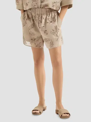 Brunello Cucinelli Women's Cotton Organza Shorts with Dazzling Broderie Anglaise - Espresso - Size 12 | Thumbnail 2 Brunello Cucinelli Women's Cotton Organza Shorts with Dazzling Broderie Anglaise - Espresso - Size 12 | Thumbnail 2