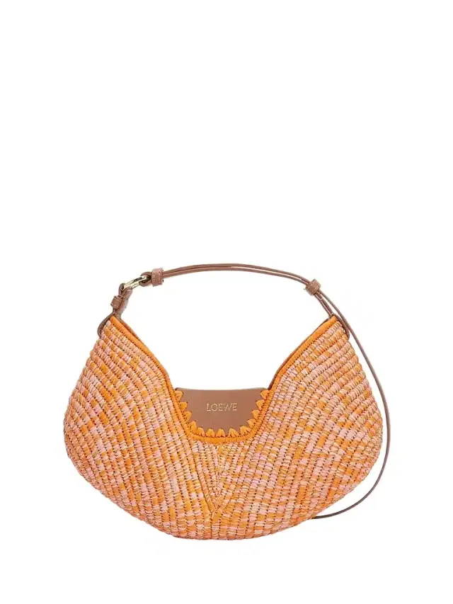 LOEWE Women's  x Paula's Ibiza Swing Melange Raffia & Leather Shoulder Bag - Bright Orange Pink