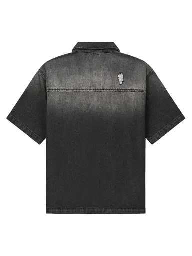 RTA Men's Chaparral Denim Zip-Front Shirt - Fray Noir | Thumbnail 2