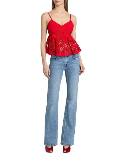 Rails Women's Meru Embroidered Cut-Out Tank - Scarlet | Thumbnail 2