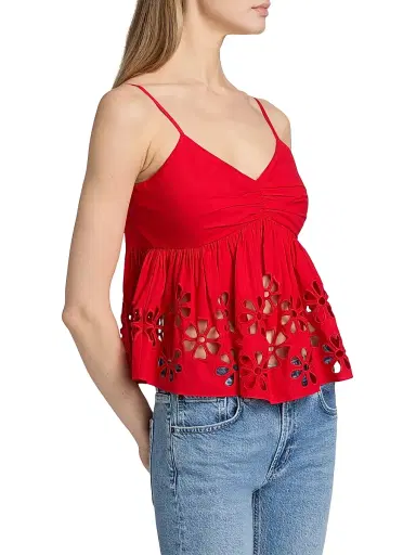 Rails Women's Meru Embroidered Cut-Out Tank - Scarlet | Thumbnail 4