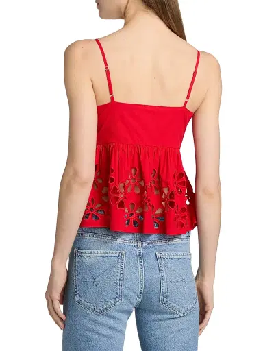 Rails Women's Meru Embroidered Cut-Out Tank - Scarlet | Thumbnail 5