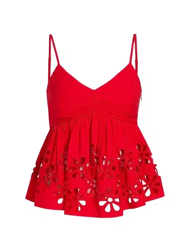 Rails Women's Meru Embroidered Cut-Out Tank - Scarlet | Thumbnail 1