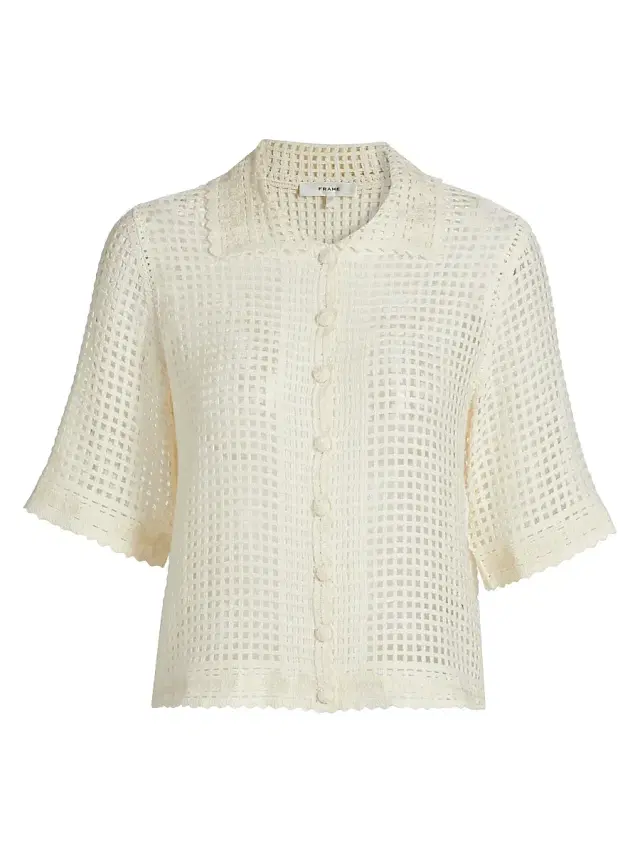 FRAME Women's The Crochet Short-Sleeve Top - Cream