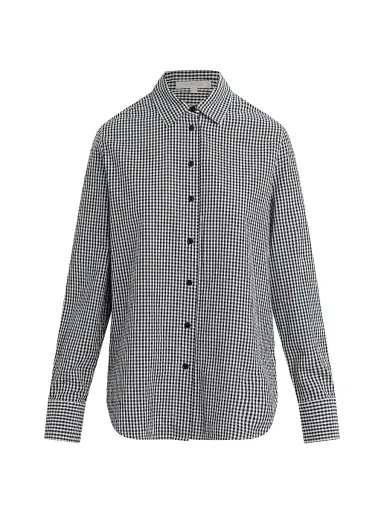 Favorite Daughter Women's The Boyfriend Gingham Check Cotton Shirt - Navy White - Size XL | Thumbnail 1