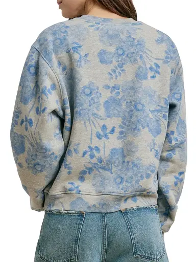 Favorite Daughter Women's The Collegiate Embossed-Logo Sweatshirt - Distress Floral Print - Size XL | Thumbnail 6