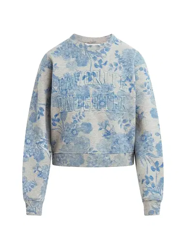Favorite Daughter Women's The Collegiate Embossed-Logo Sweatshirt - Distress Floral Print - Size XL | Thumbnail 1