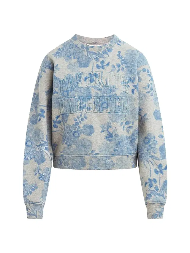 Favorite Daughter Women's The Collegiate Embossed-Logo Sweatshirt - Distress Floral Print