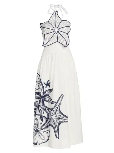 Farm Rio Women's Coast Stars Halterneck Maxi Dress - Off White - Size Large | Thumbnail 1 Farm Rio Women's Coast Stars Halterneck Maxi Dress - Off White - Size Large | Thumbnail 1