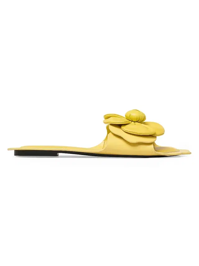 Marc Jacobs Women's The Daisy Flower-Appliqué Leather Sandals - Citron Yellow