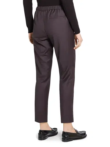 Theory Women's Treeca Wool Crop Trousers - Cacao | Thumbnail 5