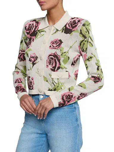 L'Agence Women's Osiris Jacquard Collared Cardigan | Thumbnail 3 L'Agence Women's Osiris Jacquard Collared Cardigan | Thumbnail 3