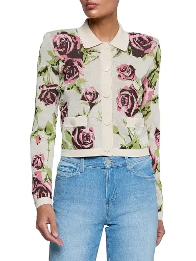 L'Agence Women's Osiris Jacquard Collared Cardigan | Thumbnail 4 L'Agence Women's Osiris Jacquard Collared Cardigan | Thumbnail 4