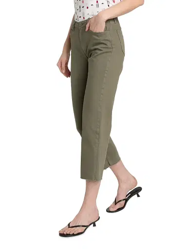 L'AGENCE Women's Wanda Crop Jeans - Smokey Olive | Thumbnail 4