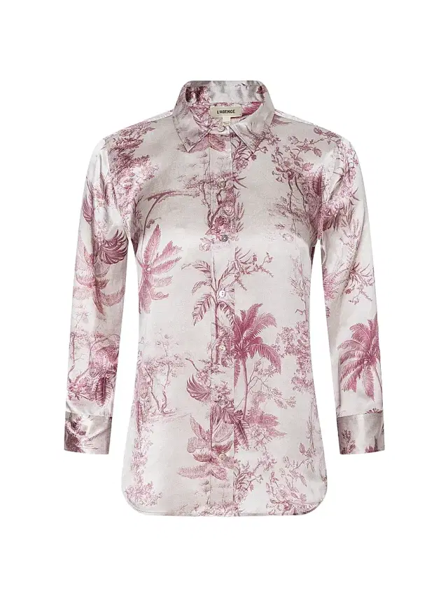 Women's Dani Toile Silk Shirt - Tan Textured Jungle
