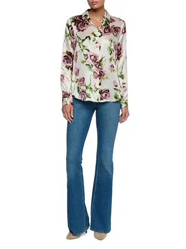 L'Agence Women's Tyler Floral Silk Shirt - Ecru Romantic Rose - Size XL | Thumbnail 2 L'Agence Women's Tyler Floral Silk Shirt - Ecru Romantic Rose - Size XL | Thumbnail 2