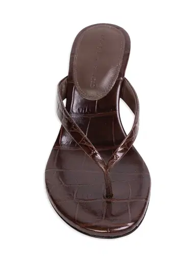 Black Suede Studio Women's Easy 50MM Croc Mule Sandals | Thumbnail 3 Black Suede Studio Women's Easy 50MM Croc Mule Sandals | Thumbnail 3