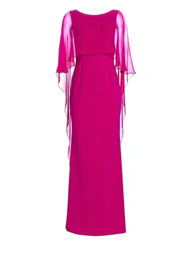 Teri Jon by Rickie Freeman Women's Scuba Gown Chiffon Overlay Dress - Navy - Size 10 | Thumbnail 6