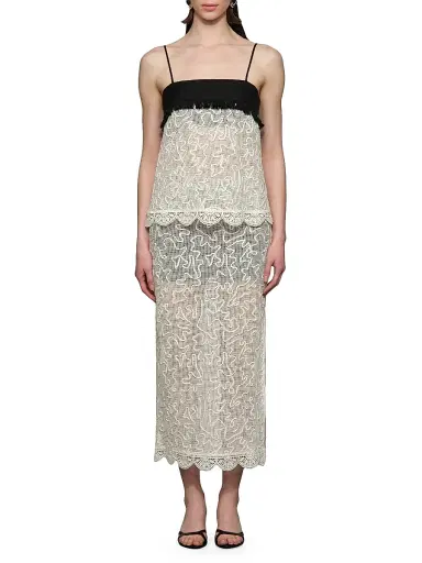 Et Ochs Women's Jayde Embroidered Cotton Mesh Camisole Top - Ivory Black - Size 12 | Thumbnail 2