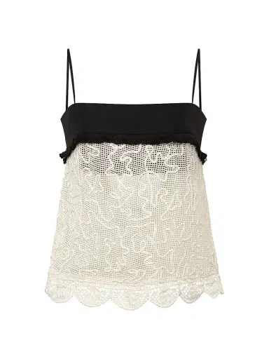 Et Ochs Women's Jayde Embroidered Cotton Mesh Camisole Top - Ivory Black - Size 12 | Thumbnail 1