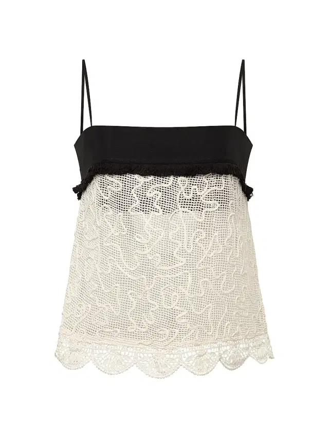 Et Ochs Women's Jayde Embroidered Cotton Mesh Camisole Top -  Black