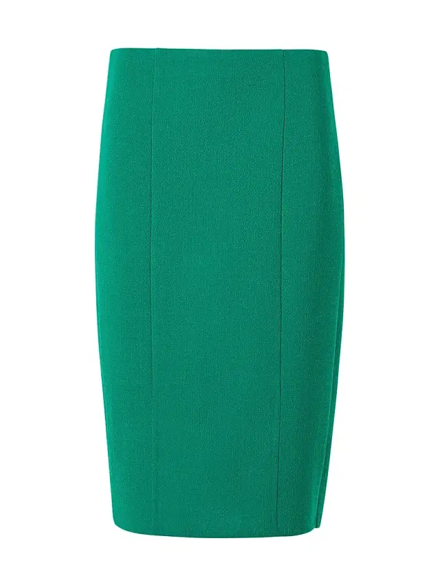 Women's Double-Face Crepe Wool Pencil Skirt - Tourmaline