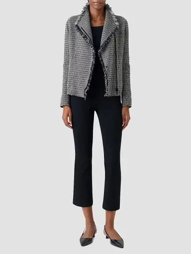 Akris punto Women's Tweed Motobike Jacket - Black Cream - Size 18 | Thumbnail 2