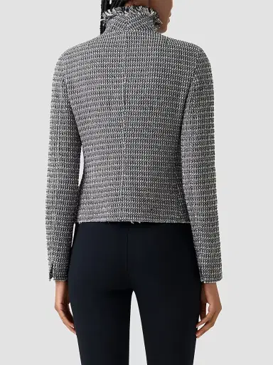 Akris punto Women's Tweed Motobike Jacket - Black Cream - Size 18 | Thumbnail 3