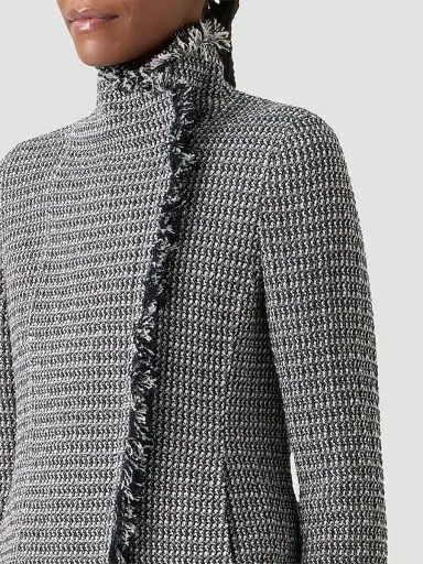 Akris punto Women's Tweed Motobike Jacket - Black Cream - Size 18 | Thumbnail 5