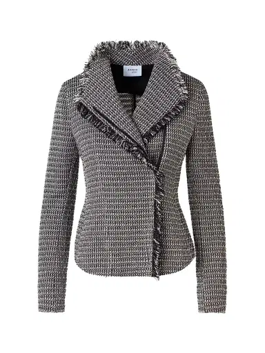 Akris punto Women's Tweed Motobike Jacket - Black Cream - Size 18 | Thumbnail 1