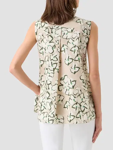 Akris punto Women's Papercut Flower Print Cotton Tunic Top - Beige Cream Olive | Thumbnail 3 Akris punto Women's Papercut Flower Print Cotton Tunic Top - Beige Cream Olive | Thumbnail 3